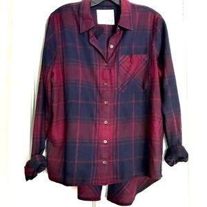 Girl Krazy Flannel Shirt Plaid Navy/Burgundy Game Day Collegiate Sz Medium